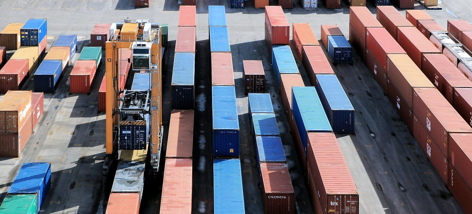 Containers in a port yard
