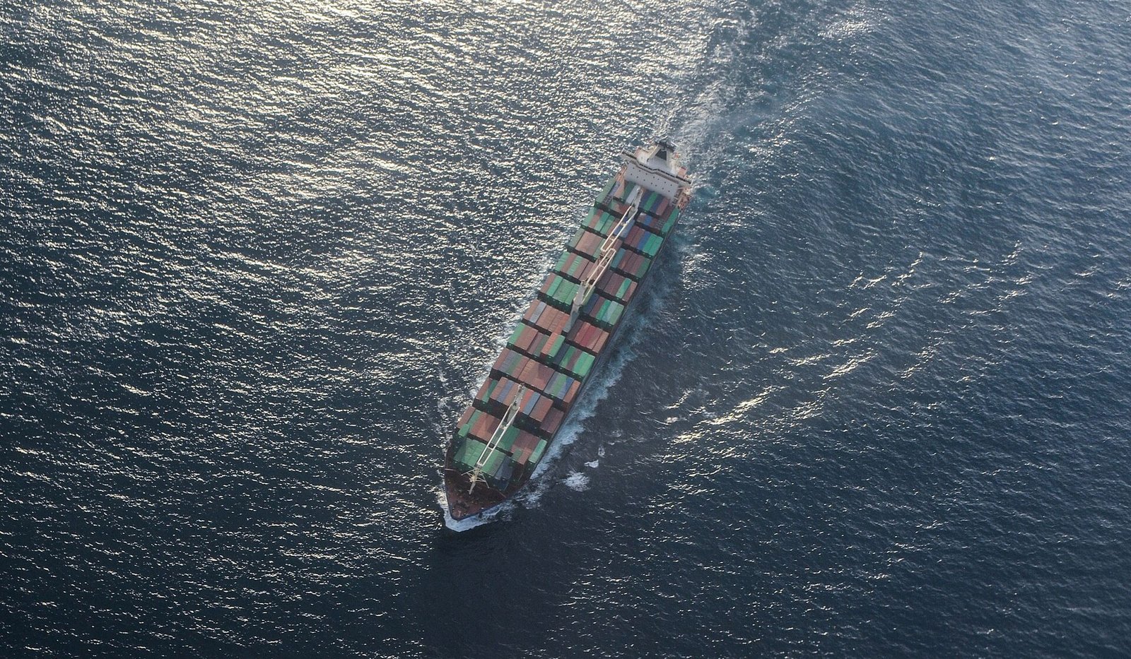 Container ship under way at sea