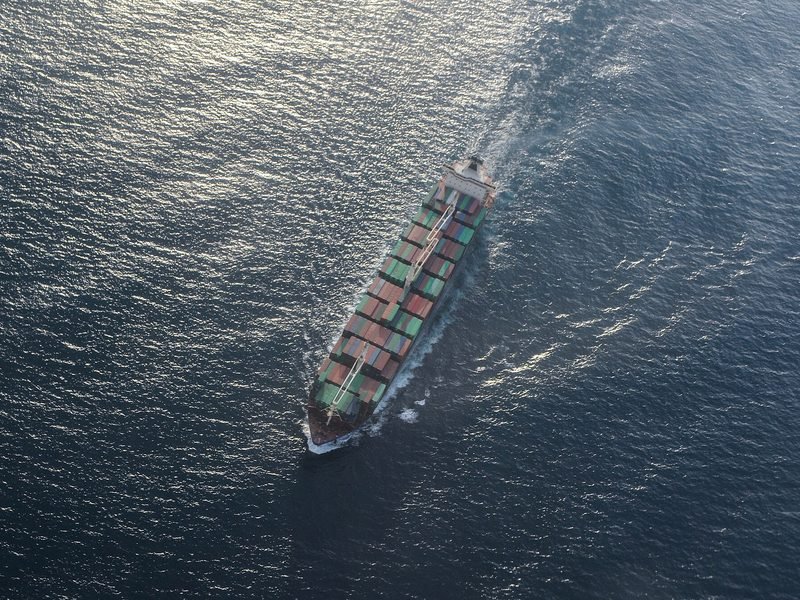 Container ship under way