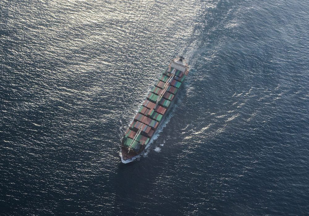 Container ship at sea
